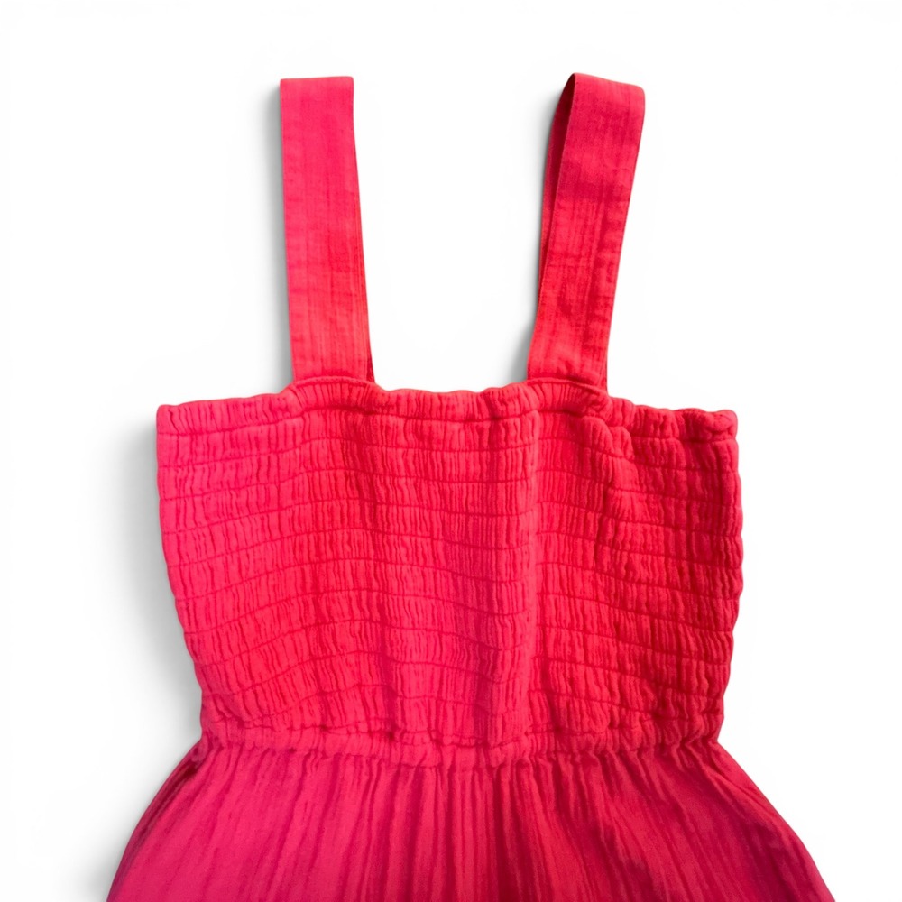 Quince Red Smocked Jumpsuit Wide Legs Size XS - Picture 2 of 8